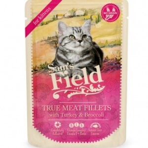 Sam's Field True Meat Fillets for kittens - Turkey & Broccoli alutasakos eledel 85 g