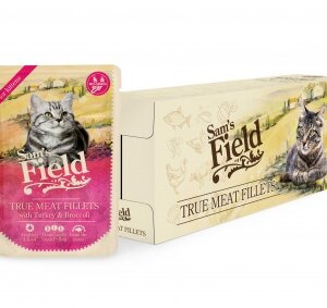 Sam's Field True Meat Fillets for kittens - Turkey & Broccoli alutasakos eledel 24 x 85 g
