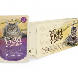 Sam's Field nedves állateledel macskák részére pulyka-répa ízesítéssel 24 x 85 g