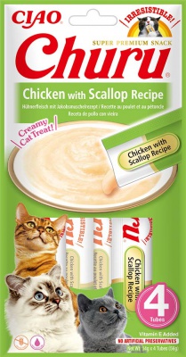 Inaba Cat Ciao Churu Püré - csirke fésűkagylóval 4 x 14 g