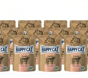 Happy Cat Bio Organic alutasakos eledel - marhával 12 x 85 g