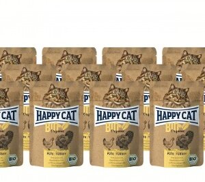 Happy Cat Bio Organic alutasakos eledel - csirkével és pulykával 12 x 85 g
