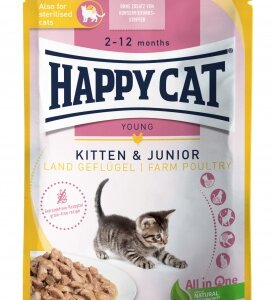 Happy Cat pouch szósz kitten-junior baromfi macskák részére 20 x 85 g