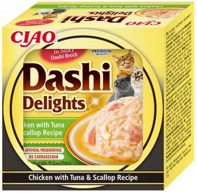 Inaba Cat Ciao Dashi Delights - csirke-tonhal-fésűkagyló 70 g
