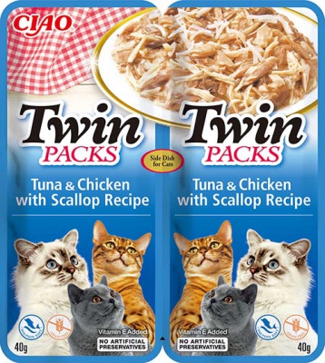 Inaba Cat Ciao Churu Twin Packs - tonhal-csirke-fésűkagyló 2 x 40 g