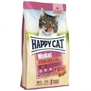 Happy Cat Minkas Sterilised Salmon - szárazeledel lazaccal macskák számára 4 kg