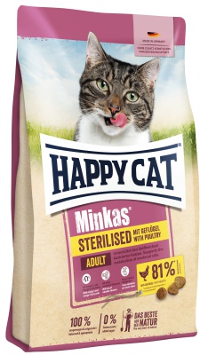 Happy Cat Minkas Sterilised Poultry - szárazeledel baromfival macskák számára 4 kg