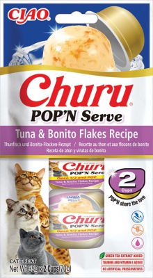 Inaba Cat Ciao Churu Pop'n Serve Tuna & Bonito Flakes - tonhal-bonito 2 x 35 g