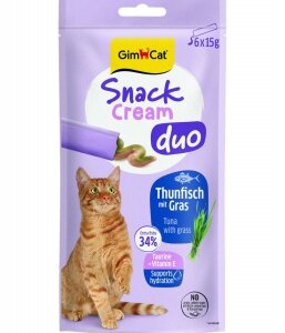 GimCat Snack Cream Duo Tuna with Grass 6 x 15 g