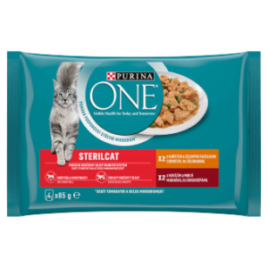 Purina One Sterilcat Nedves Macskaeledel Csirkével és Zöldbabbal 4 x 85 g (340g) sterilizált macskák számára