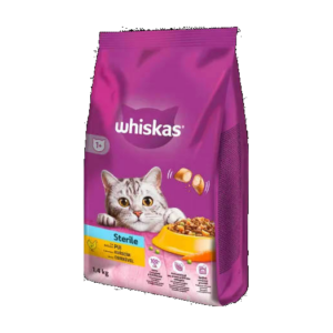 Whiskas Adult Sterile Chicken +1 - Szárazeledel (csirkehússal) felnőtt macskák részére (1,4kg)