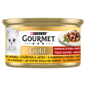 Gourmet Gold csirke és máj nedves macskaeledel - felnőtt macskák számára 85 g