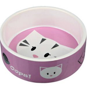 Trixie Ceramic Bowl - kerámia tál (fehér, mintás) macskák részére (0,3l /Ø12cm)