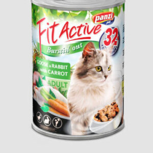FitActive konzerv felnőtt macskák részére (liba,nyúl,sárgarépa, 415 g)