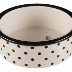 Trixie Ceramic Bowl - kerámiatál (macska minta, fehér/fekete) macskák részére (0,3l/Ø12cm)