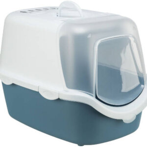 Trixie Vico Open Top Litter Tray, with Hood - fedeles macska wc (kék/fehér) macskák részére (40x40x56cm)