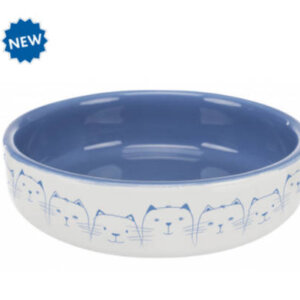 Trixie Ceramic Bowl - kerámia tál (fehér, kék) rövid orrú macskák részére (0,3l /Ø11cm)