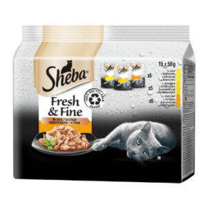 Sheba Fresh & Fine Adult - Alutasakos mártásban (Baromfi) felnőtt macskák részére (15x50g)