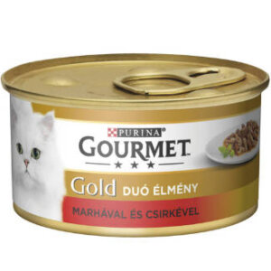 Gourmet Gold Duó (marha,csirke falatok szószban) nedvestáp - macskák részére (85g)
