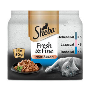 Sheba Adult Fresh&Fine in Gravy - alutasakos (tőkehal,lazac, tonhal, mártásban) macskák részére (15x50g)