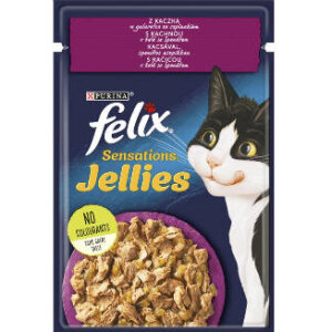 Felix Sensations Jellies - alutasakos (kacsa,spenót - aszpikban) macskák részére (85g)