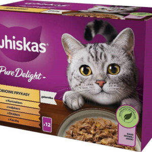 Whiskas Pure Delight Adult – Nedves eledel (csirke, kacsa, baromfi, pulyka aszpikban) macskák részére (12x85g)