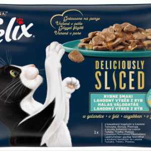 Felix DELICIOUSLY SLICED - Nedves eledel (lazac,tonhal,tőkehal,lepényhal) macskák részére (4x80g)