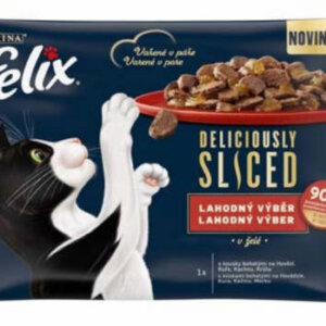Felix DELICIOUSLY SLICED - Nedves eledel (marha,csirke,kacsa,pulyka) macskák részére (4x80g)