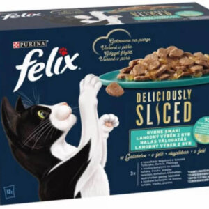 Felix DELICIOUSLY SLICED - Nedves eledel (lazac,tonhal,tőkehal,lepényhal) macskák részére (12x80g)