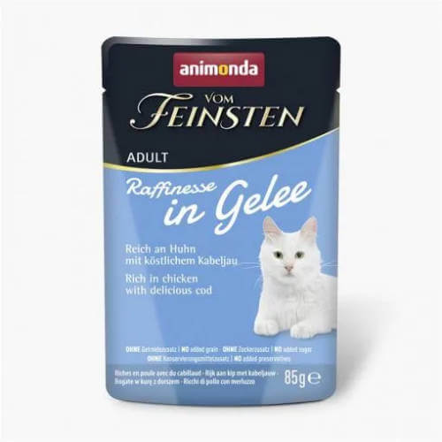 Animonda Vom Feinsten Adult (Raffinesse in Jelly) alutasakos csirke+tőkehal - Felnőtt macskák részére (85g)