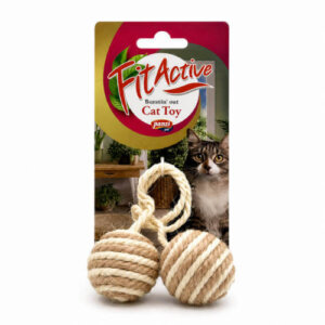 Fitactive 2 Balls on a Rope - kötél játék (labda) macskák részére (Ø4.5cm)