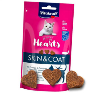 Vitakraft Vita Szívek-Skin&coat, lazacos jutalom falat cicáknak 40g