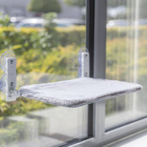 Trixie Window perch, plush/mesh fabric (szürke,fehér) macskák részére (56x34cm)