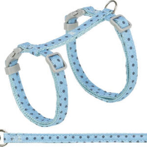 Trixie macskahám, pórázzal, pöttyös, 28-45cm/10mm,1,2m, kék