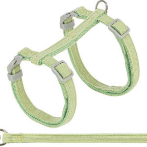 Trixie macskahám, pórázzal, bársony, 28-45cm/10mm,1,2m, zöld
