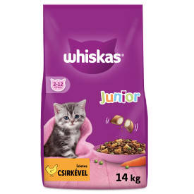 Whiskas Junior (2-12months) - Szárazeledel (csirke) kölyökmacskák részére (14kg)