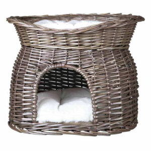 Trixie Wicker Cave with Bed on Top - fonott macskabútor (szürke) 54x43x37cm
